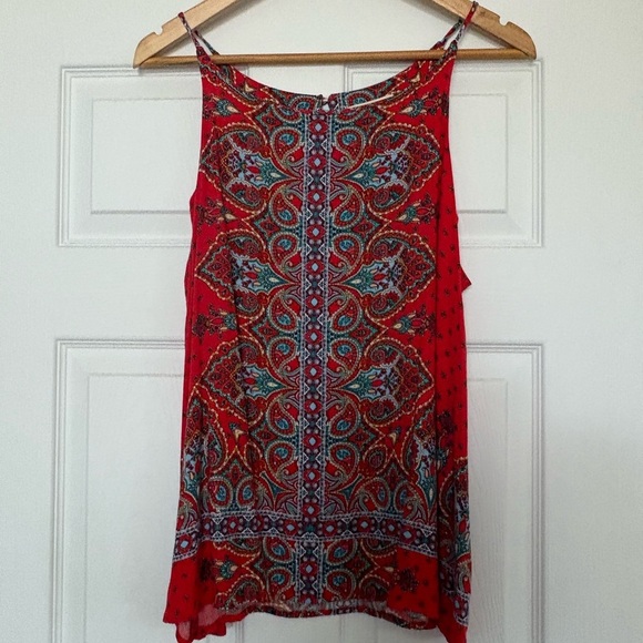 Boho Red Paisley Tank Top Size XL - Picture 1 of 8